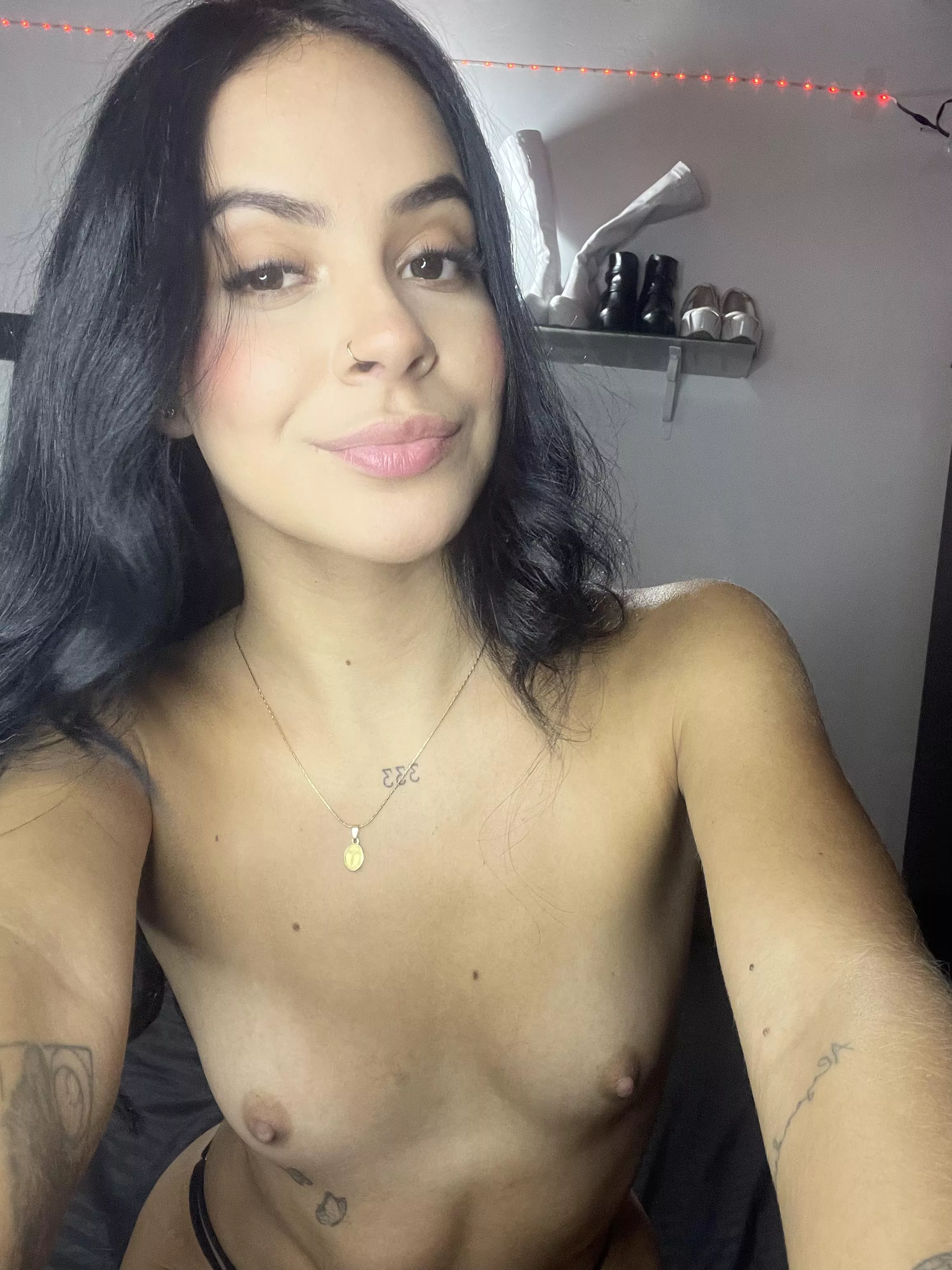 My tits might be tiny, but I know you want to feed on it