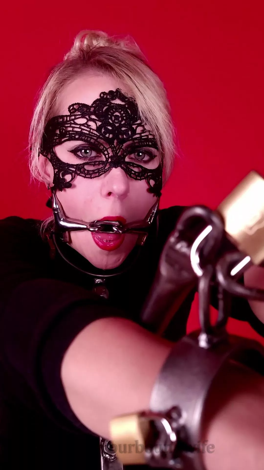 Nice little metal gag to match my metal bondage. 