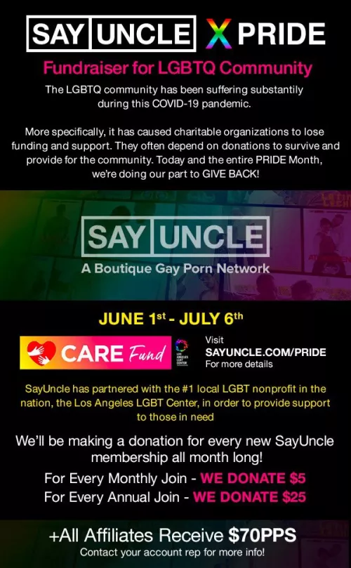 SayUncle partnered with LALGBTCenter.org and have pledged to donate $5 per monthly join + $25 per annual join on SayUncle.com