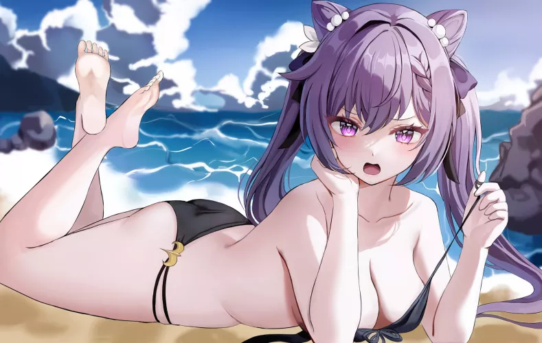 She's just trying to get a tan without tan lines!