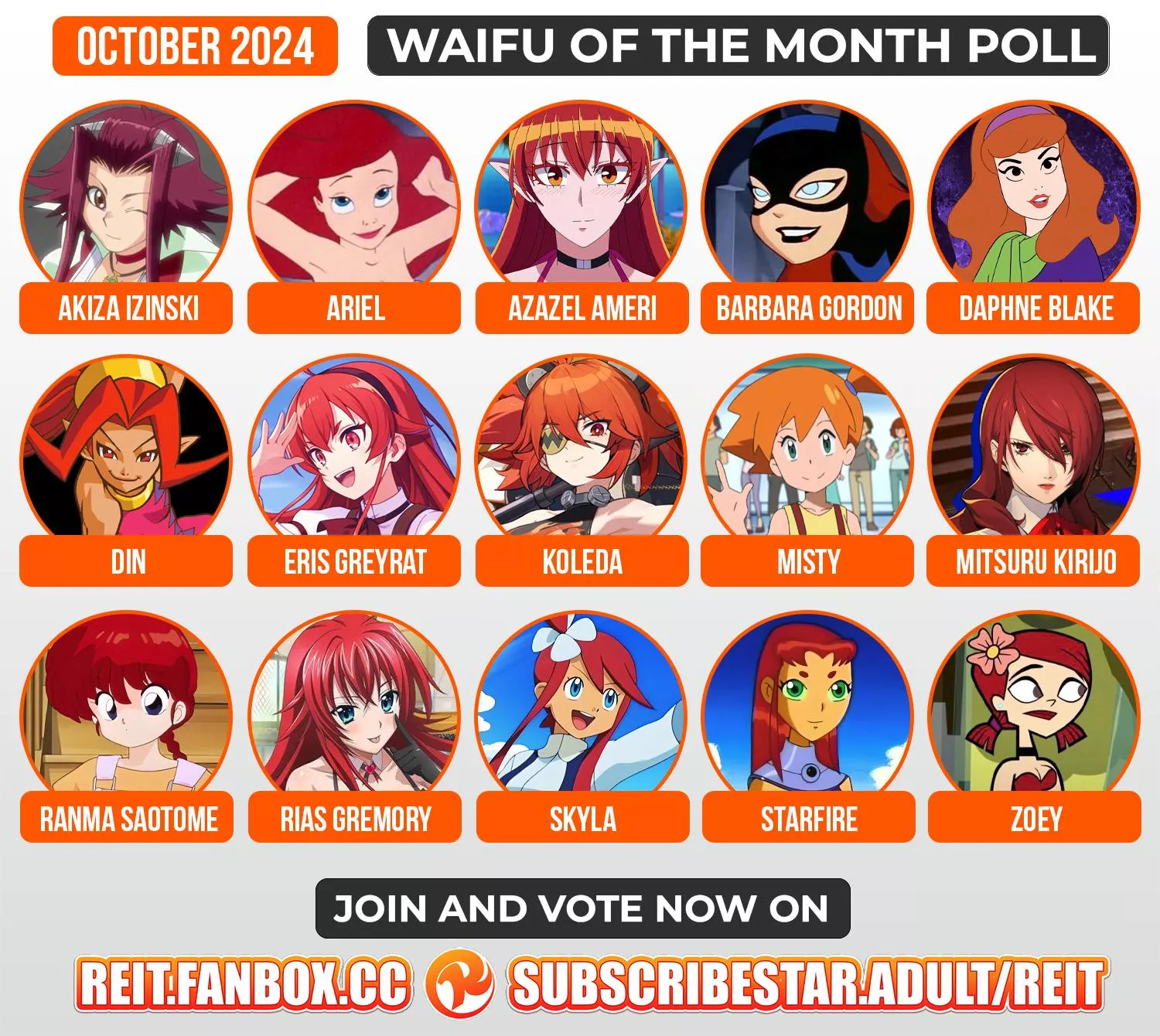 Waifu of the Month poll: Redheads 