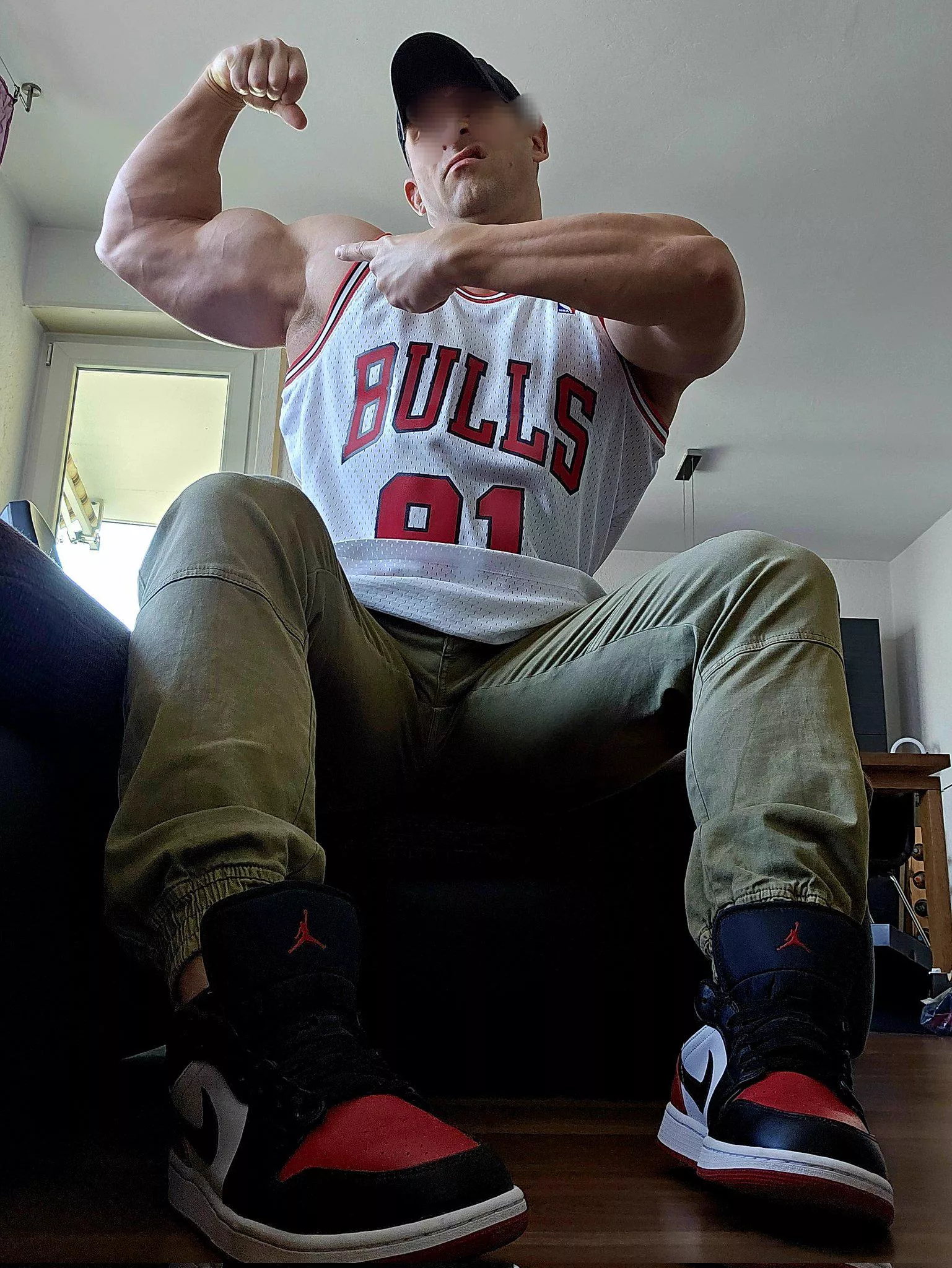 A bull wears Jordans