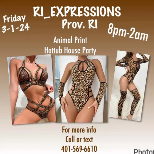 Animal print hot tub house party.