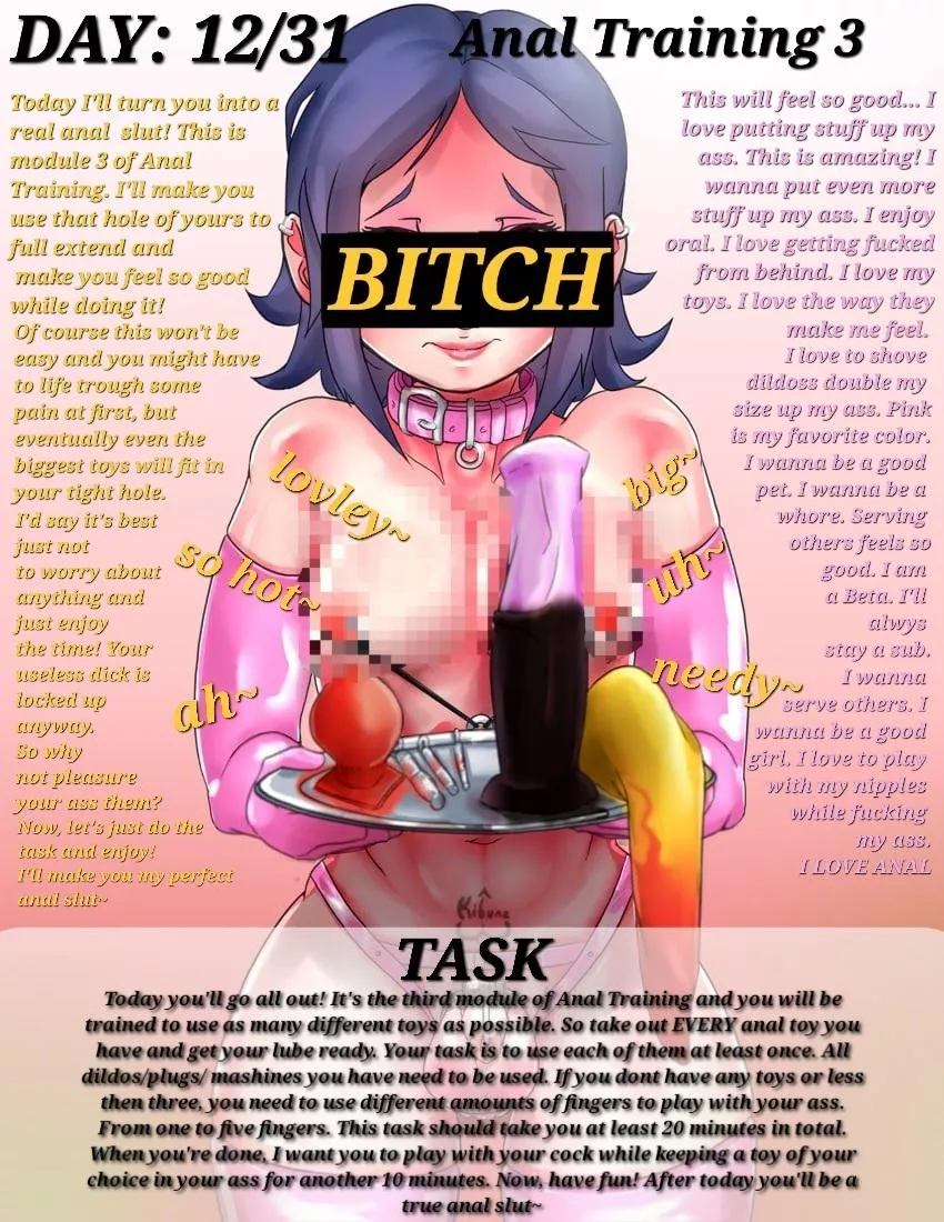 DAY: 12/31 Anal Training 3 (Today it's module 3 of anal training. I hope you're excited and have a lot of toys! My dms are open for those who wanna show them of~)