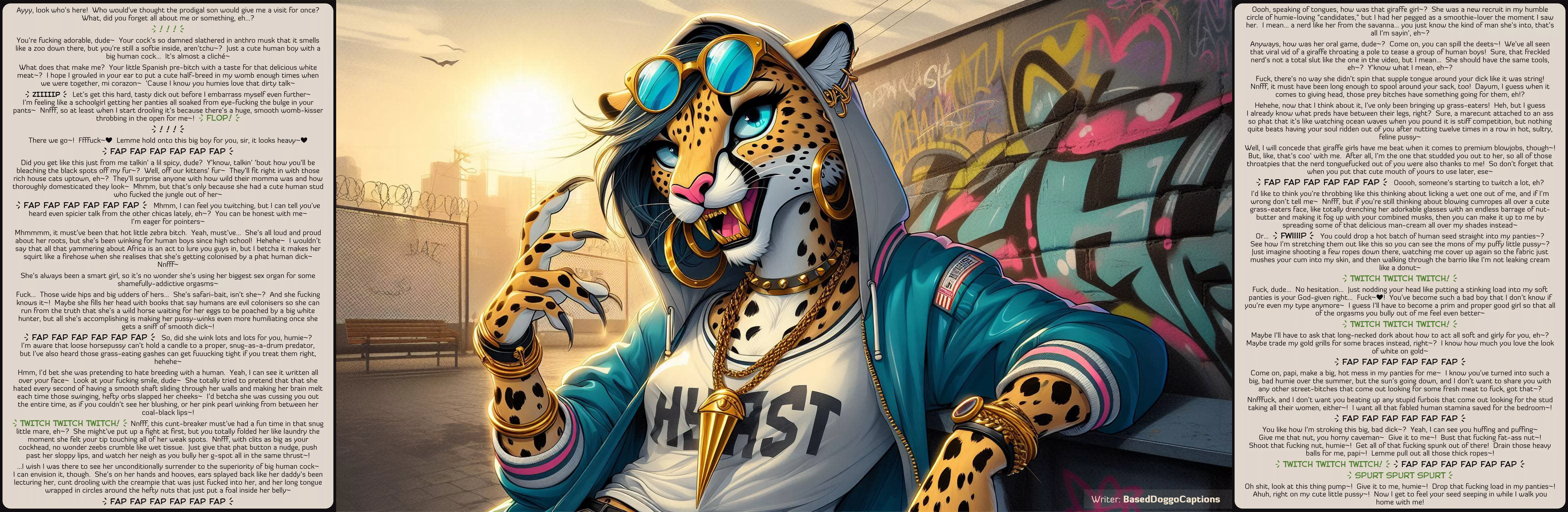 [FxM] Human Boy Summer: Electric Boogaloo [Part 2/2] [Feline] [Teasing] [Human'd] [Slumming It] [Semi-Bleached] [Harem] [Cumming in Panties] [Artist: AI] 