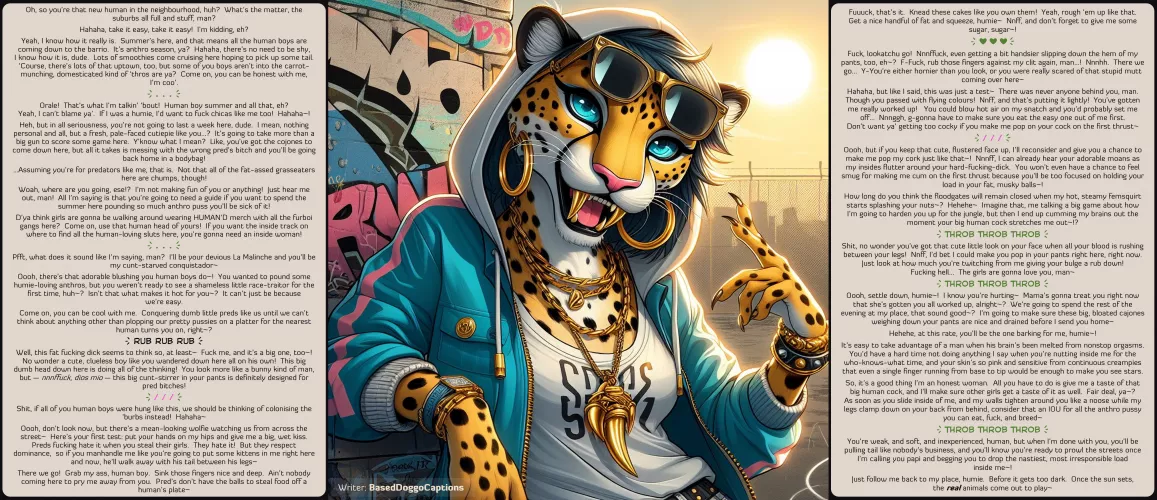 [FxM] Human Boy summer [Part 1/2] [Feline] [Teasing] [Human'd] [Slumming It] [Semi-Bleached] [Artist: AI]