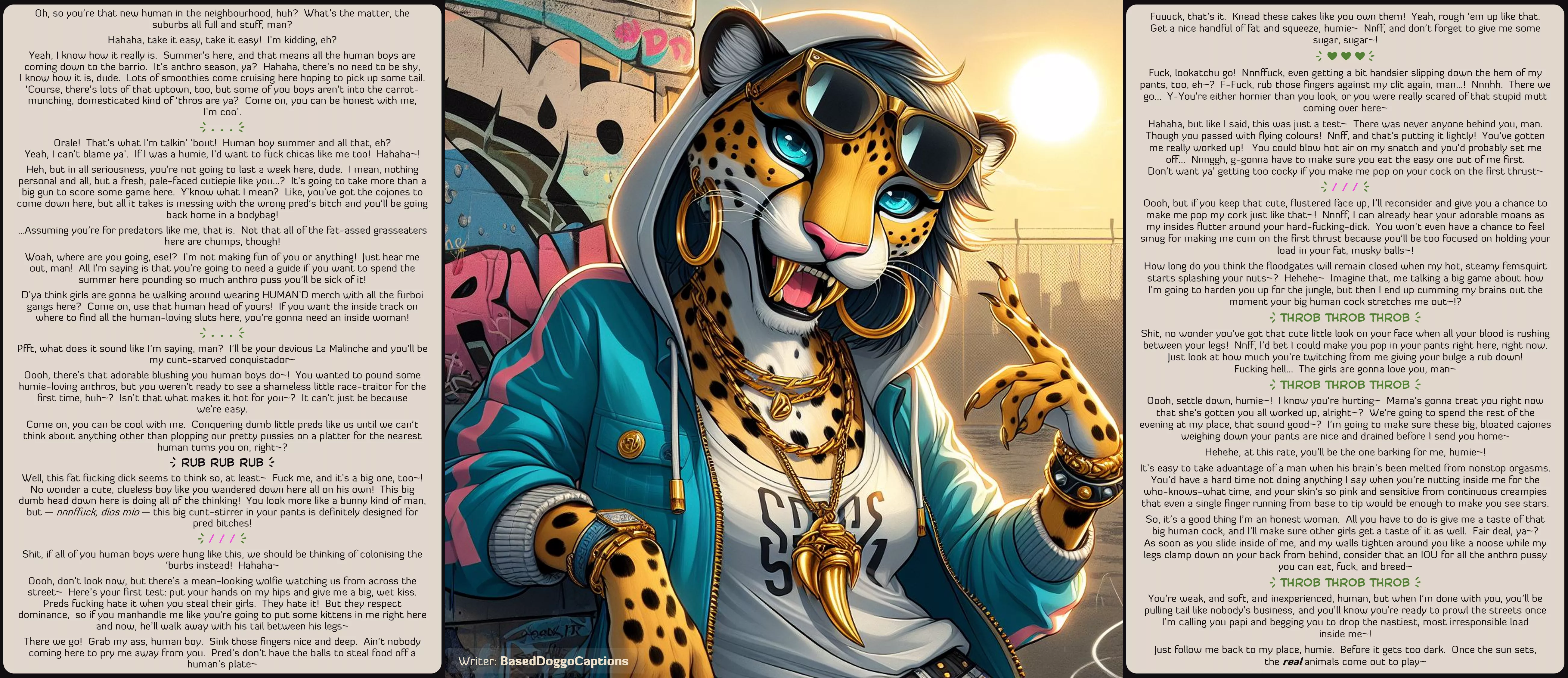 [FxM] Human Boy summer [Part 1/2] [Feline] [Teasing] [Human'd] [Slumming It] [Semi-Bleached] [Artist: AI]