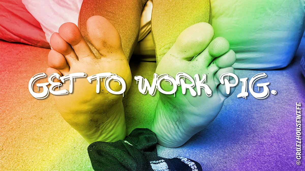 It's an honour and a privilege to scrub the dirt off her feet with my tongue. #FootPigForLife