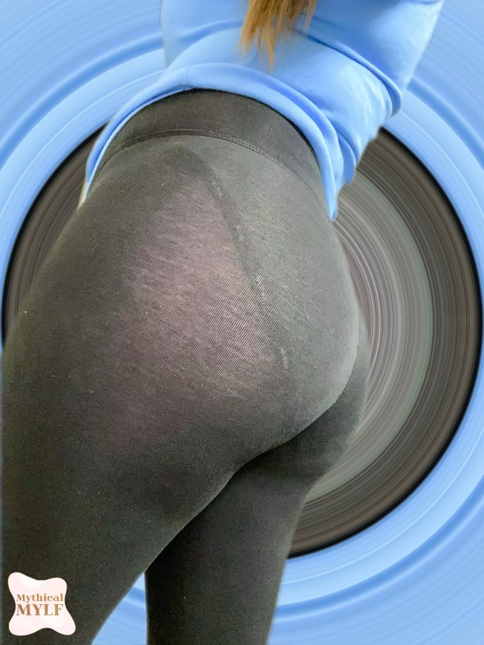 MILF butt with cute panties under See thru leggings at work! 