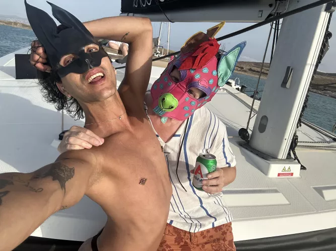 Pup and bun having fun