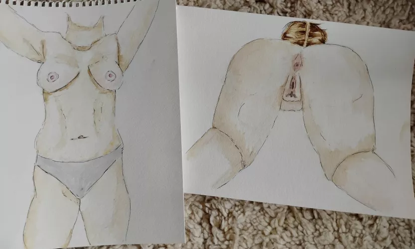 Quick watercolour studies of me by me 🖌️