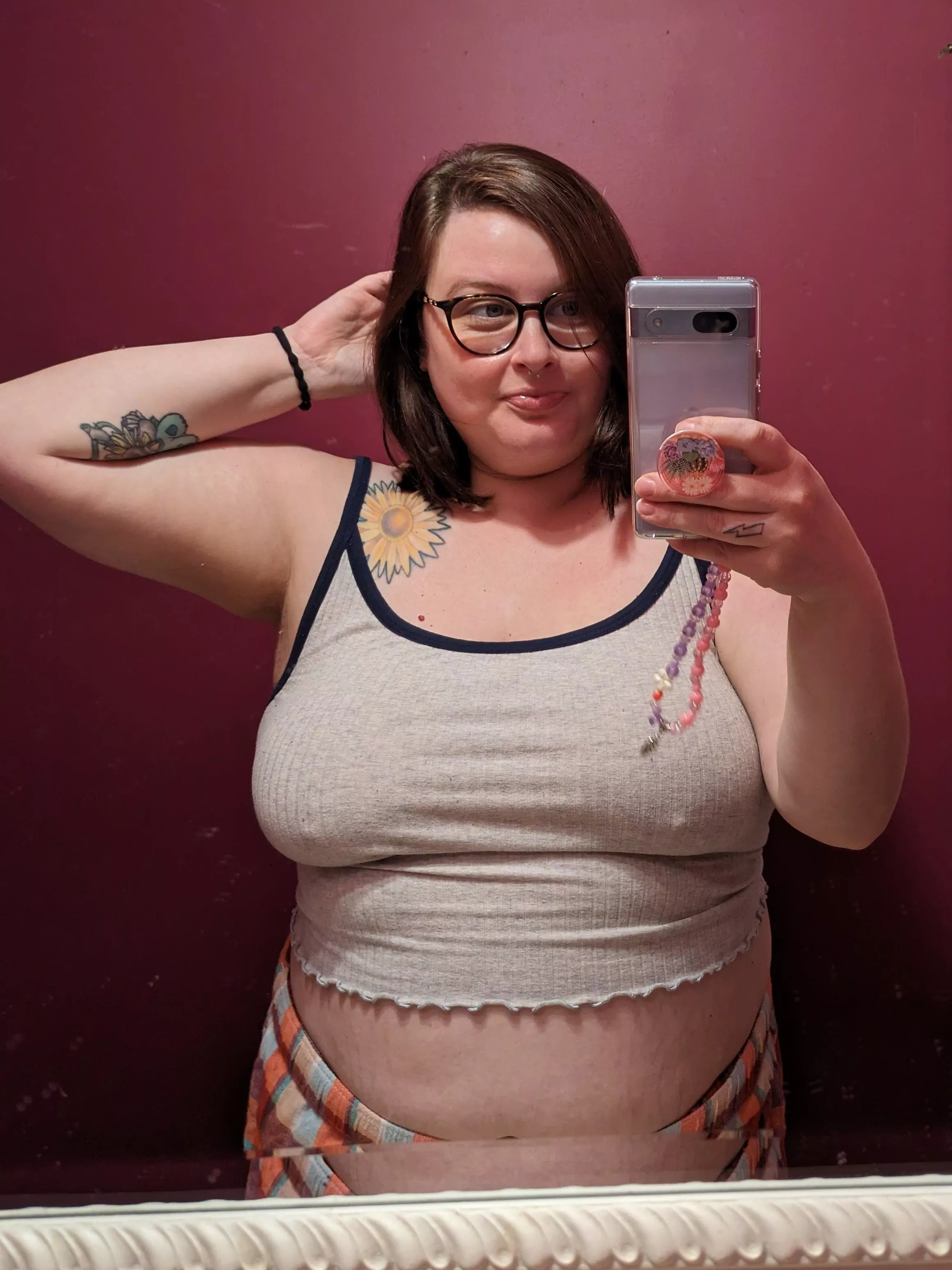 Big and saggy but I love my perky nipples 