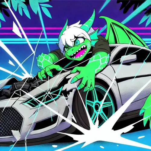 Dragon girl fucking this neat sports car (Chat GPT 4o)