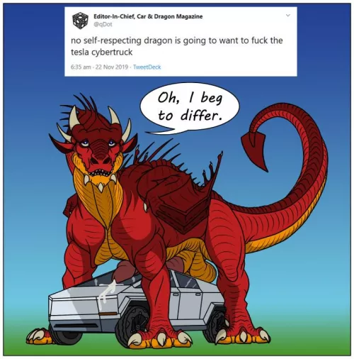 Dragon wants to fuck the tesla cybertruck