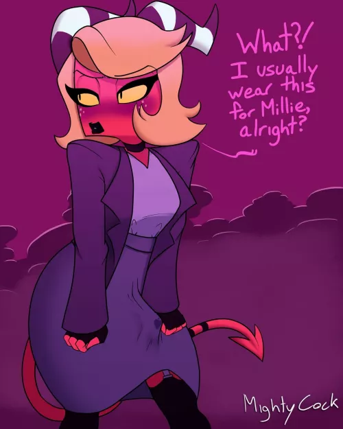 Femboy Moxxie (Artist:MightyCockArts)