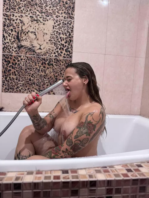 I love the way the water crashes on my big tits