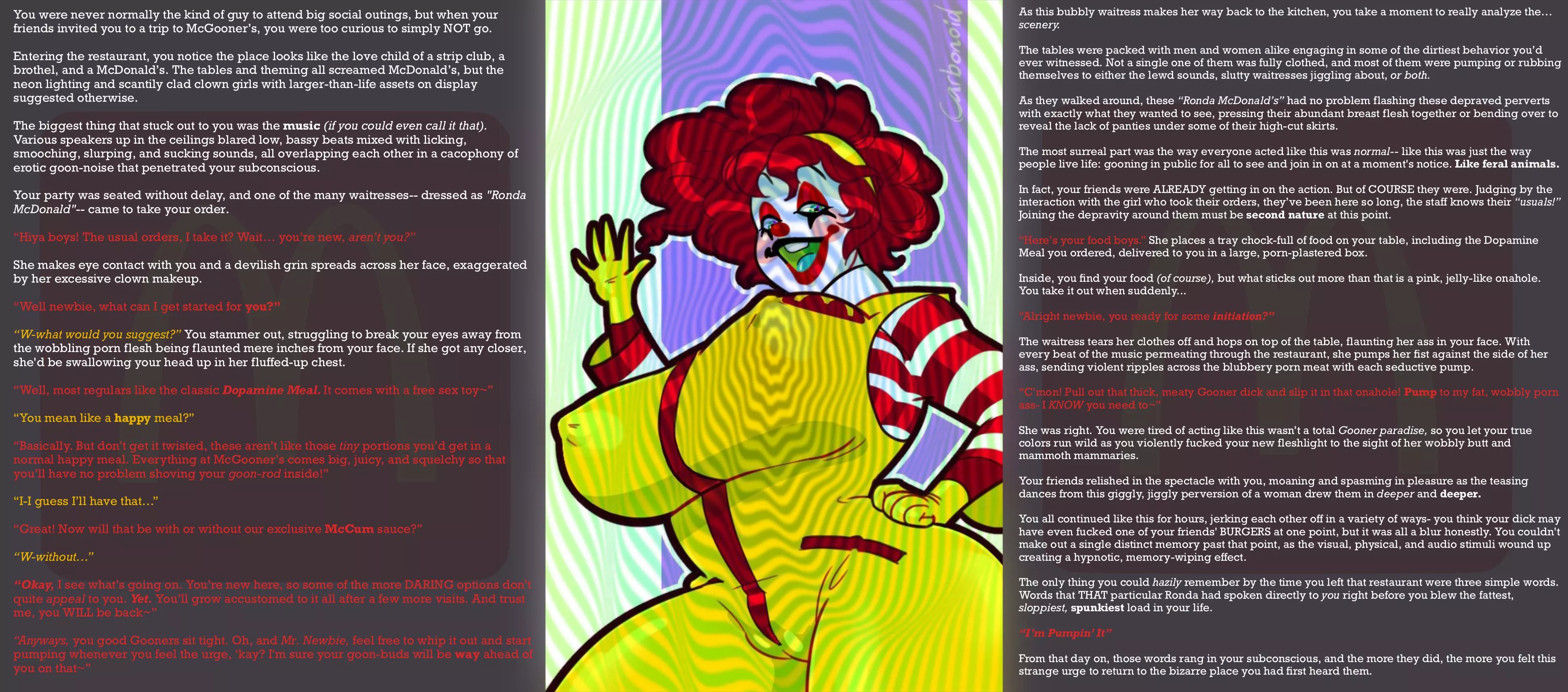 McGooner’s [Gooning] [Teasing] [Brothel] [Exhibitionism] [Public Masturbation] [Group Masturbation] [Jerk-Off Encouragement] [Hypnosis] [Assnosis] [Thick] [Clown Girl] [Burger-Fucking] [Mild Humor?] [Artist: Carbonoid] 