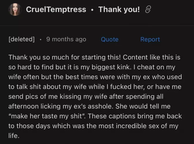 Sorry, dude, I just saw it now. You're lucky to have an ex like that. If anyone has similar cases, then share them, I think it would be interesting to everyone and would add activity to the sub.