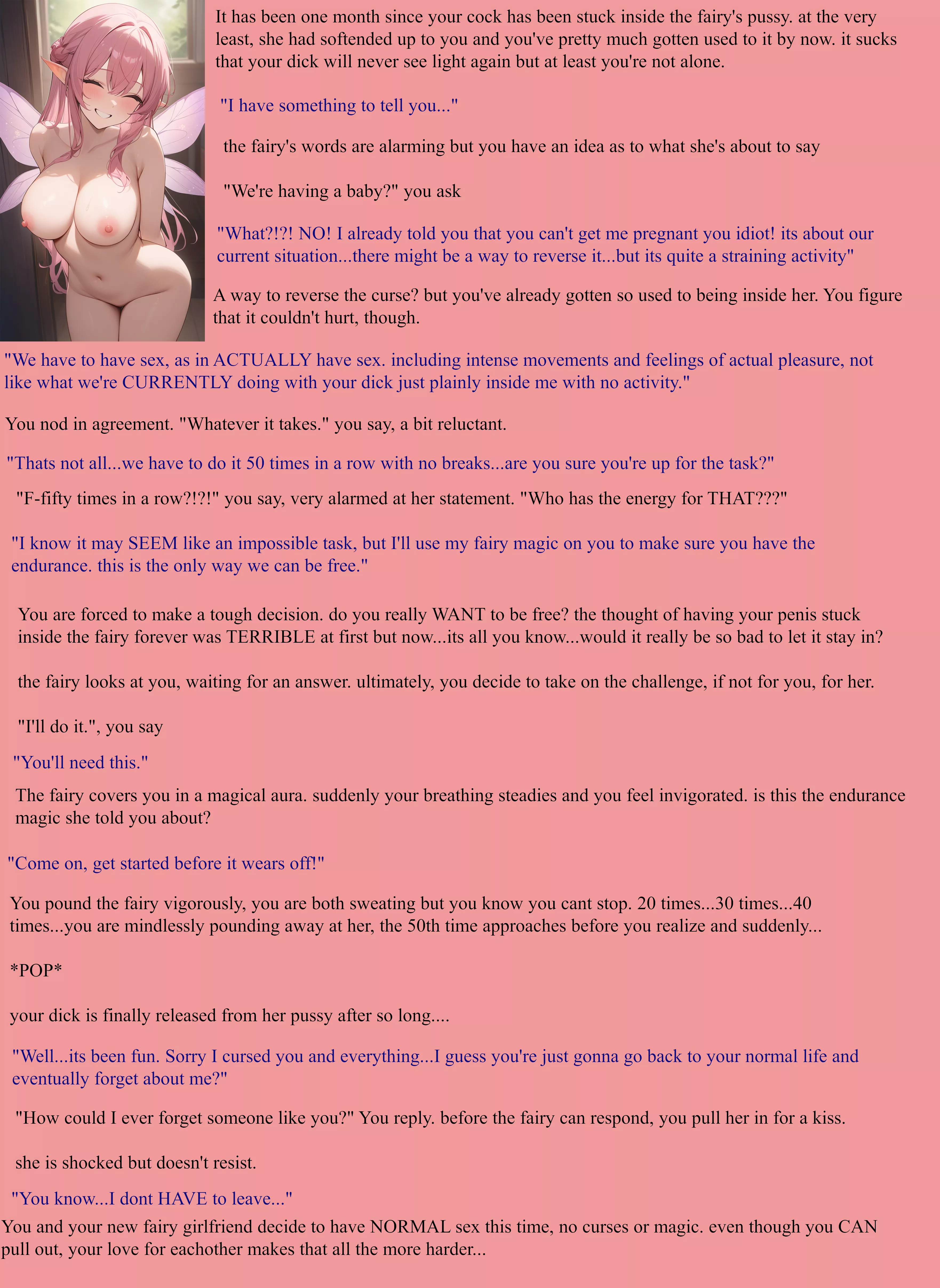 Tricked by the Fairy (part 3, finale) [Fairy] [Magic] [Curse] [Hetero] [Nonstop Sex] [Male POV] [Wholesome] [AI Image: PixAI]