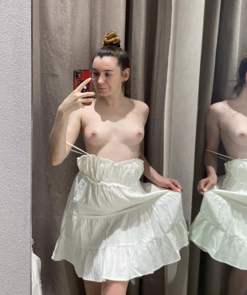 You can start with my small boobs, slowly moving down to where another sweet treat awaits you