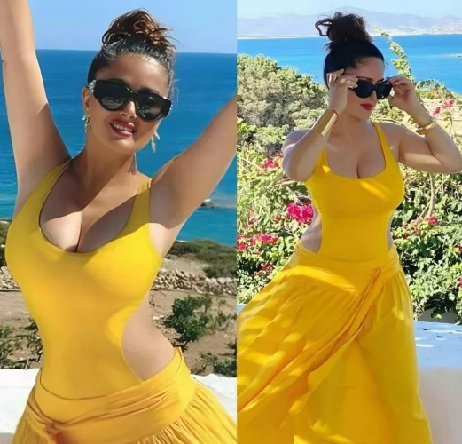 Salma Hayek in yellow