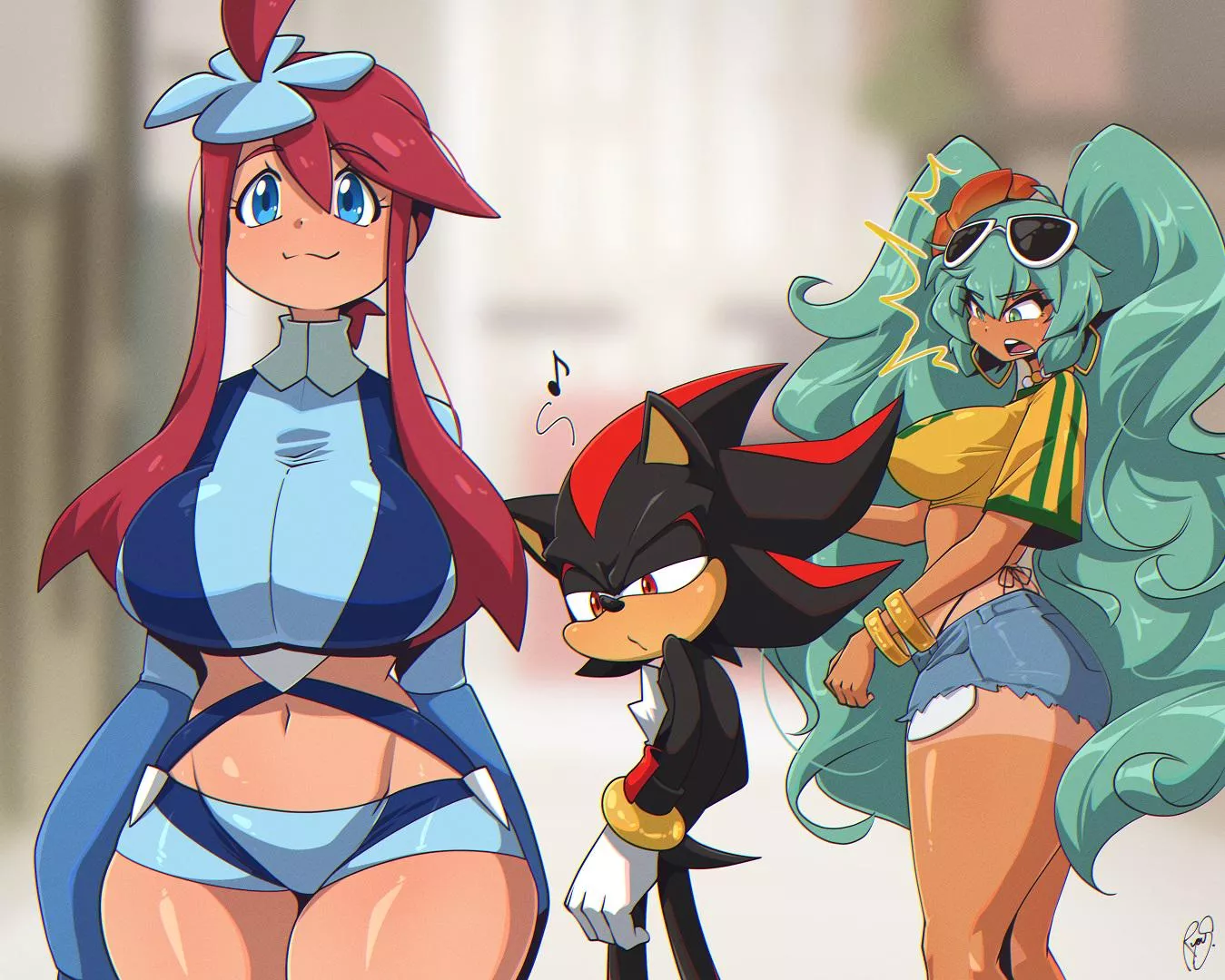 Shadow and the Latinas |Shadow Skyla and Brazilian Miku. (Ryou Sakai)