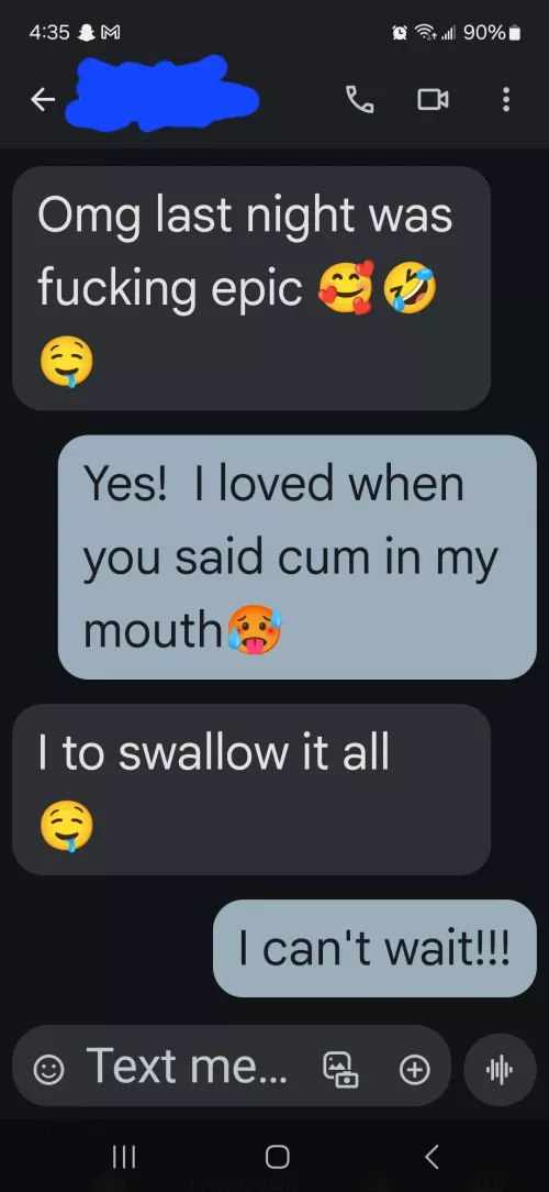 She shows me texts from her ex