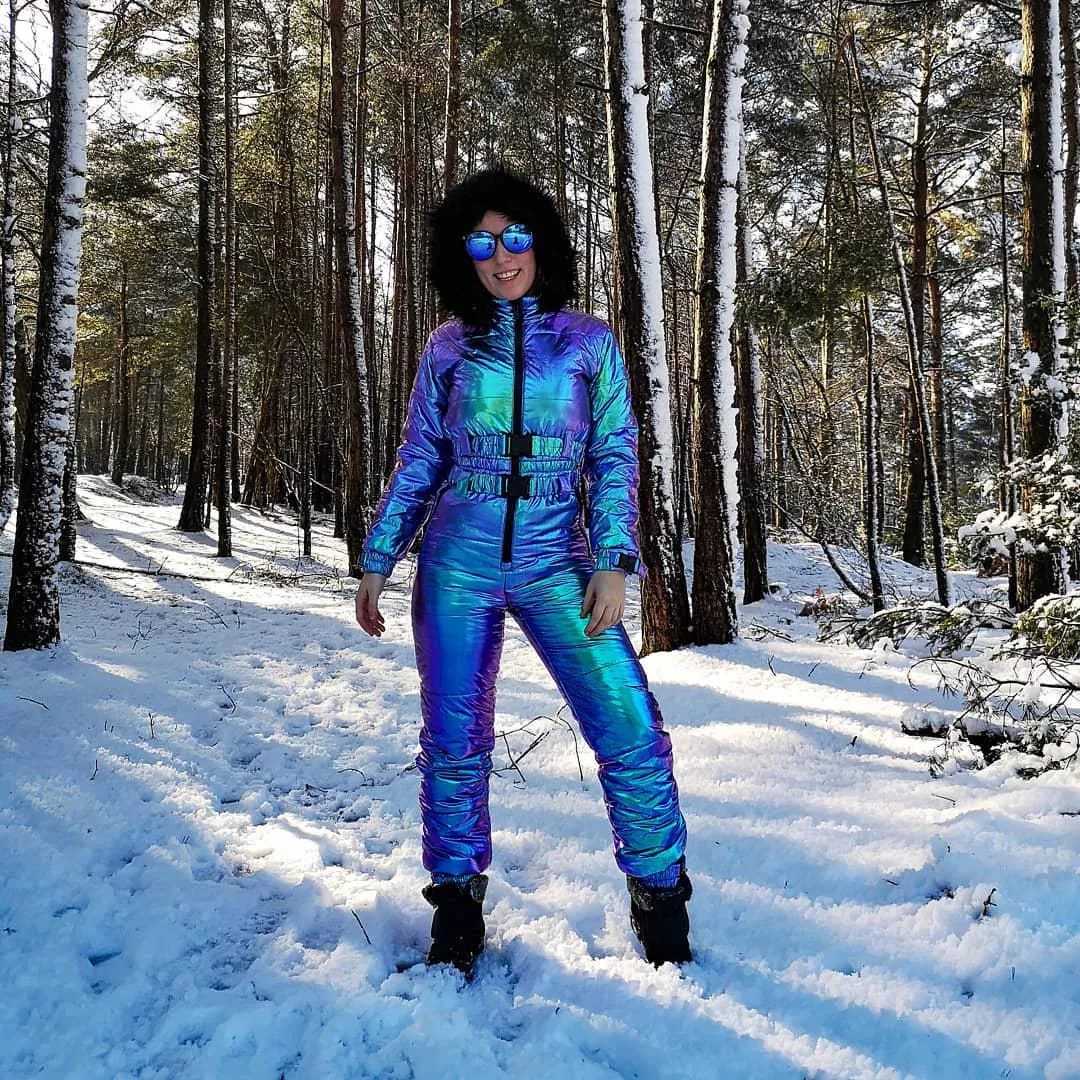 Shiny ski suit