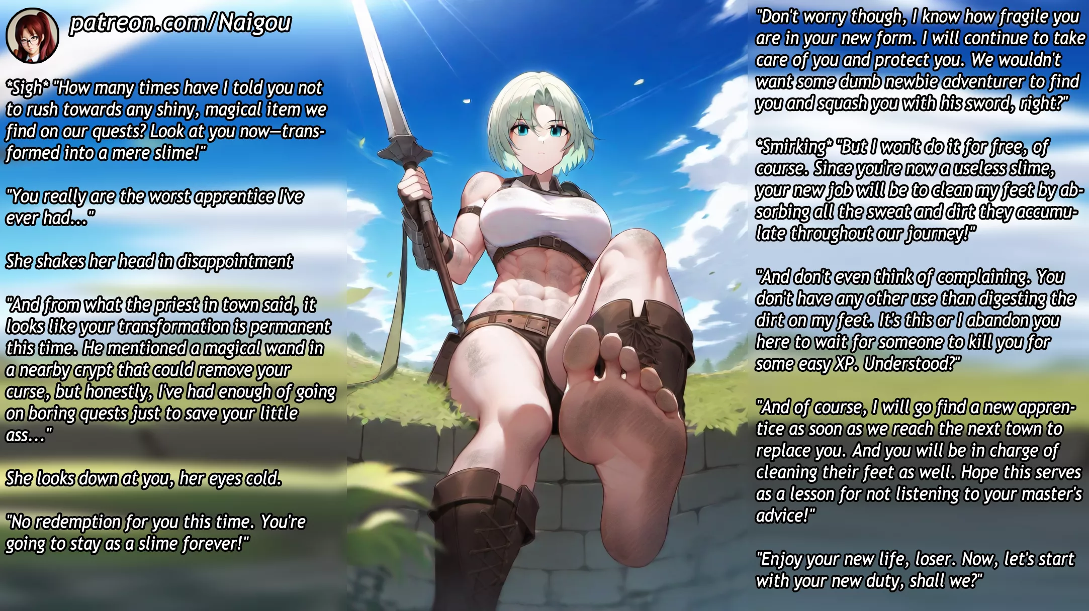 Your new duty as your master's slime [femdom][fantasy][feet][slim TF][foot worship][feet slave][transformation] [For beta losers fans of feet and Isekai only, you've been warned~]