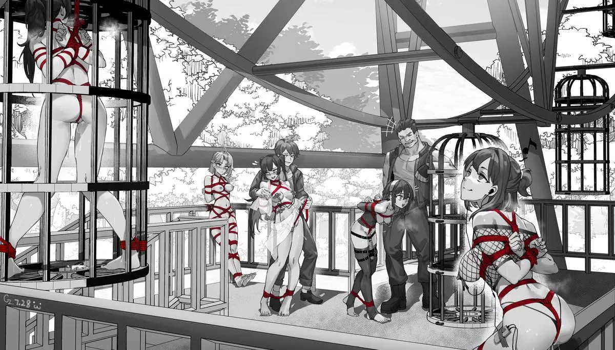 A bondage amusement park with a caged ferris wheel. Hentai artists are truly beyond creative.