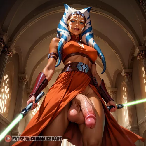 Ahsoka with 3 sabers (NaikedArt)