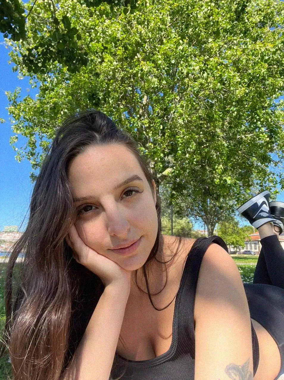 Chillin' at the park, soaking up the sun