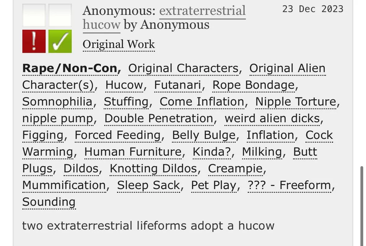 Fanfic where aliens adopt a hucow 