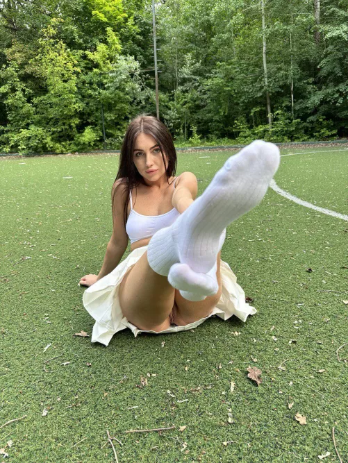 My socks look great next to my naked pussy