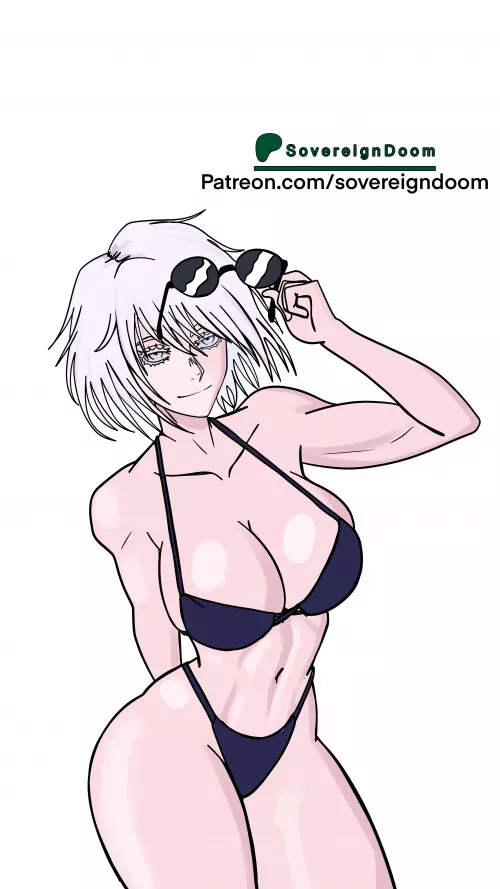 Since jjk is gojover I drew Gojo as a waifu for my Yt channel 