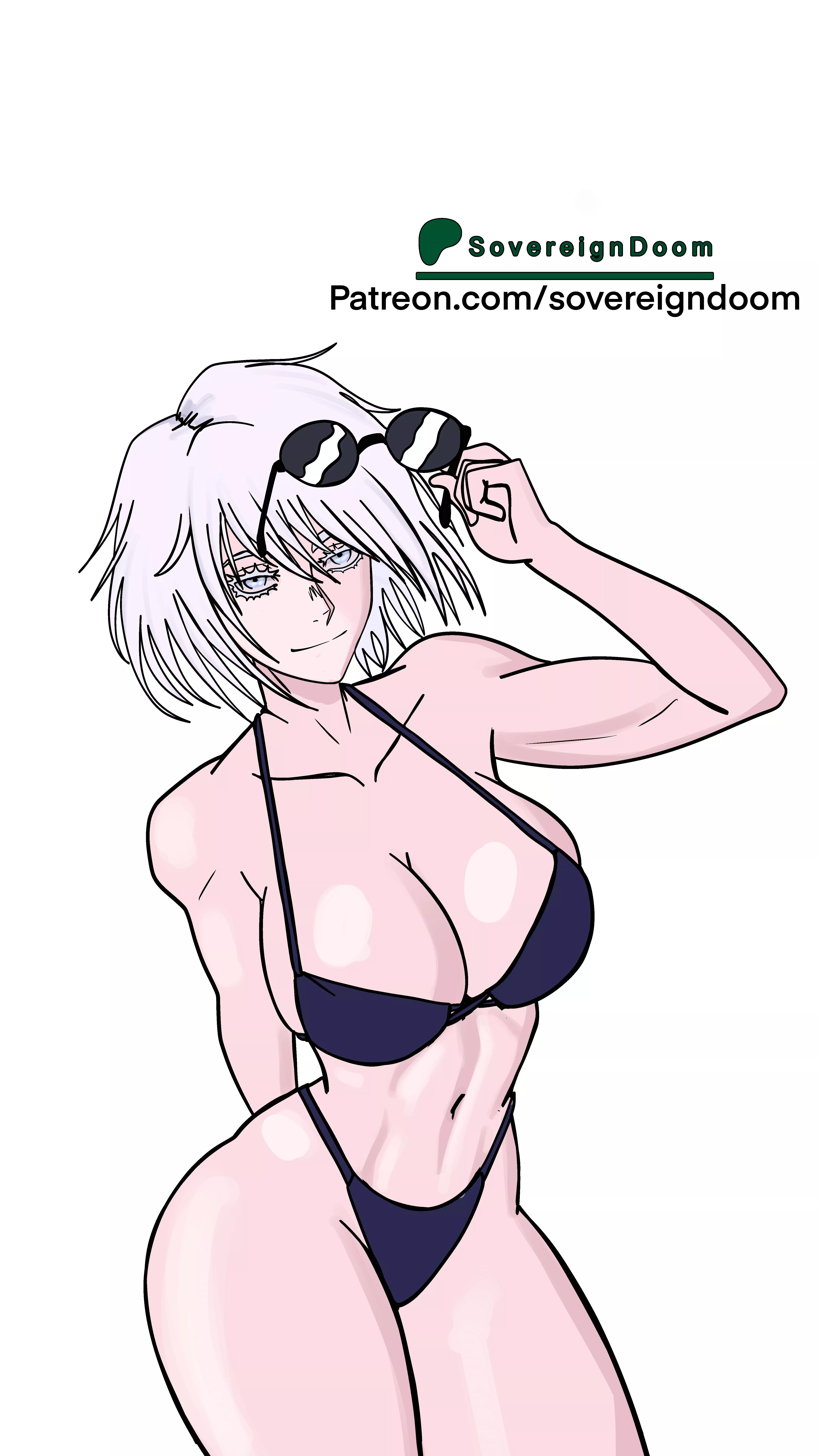 Since jjk is gojover I drew Gojo as a waifu for my Yt channel 