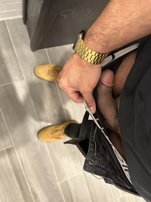 Airing him out in the staff restroom. Wanna taste?