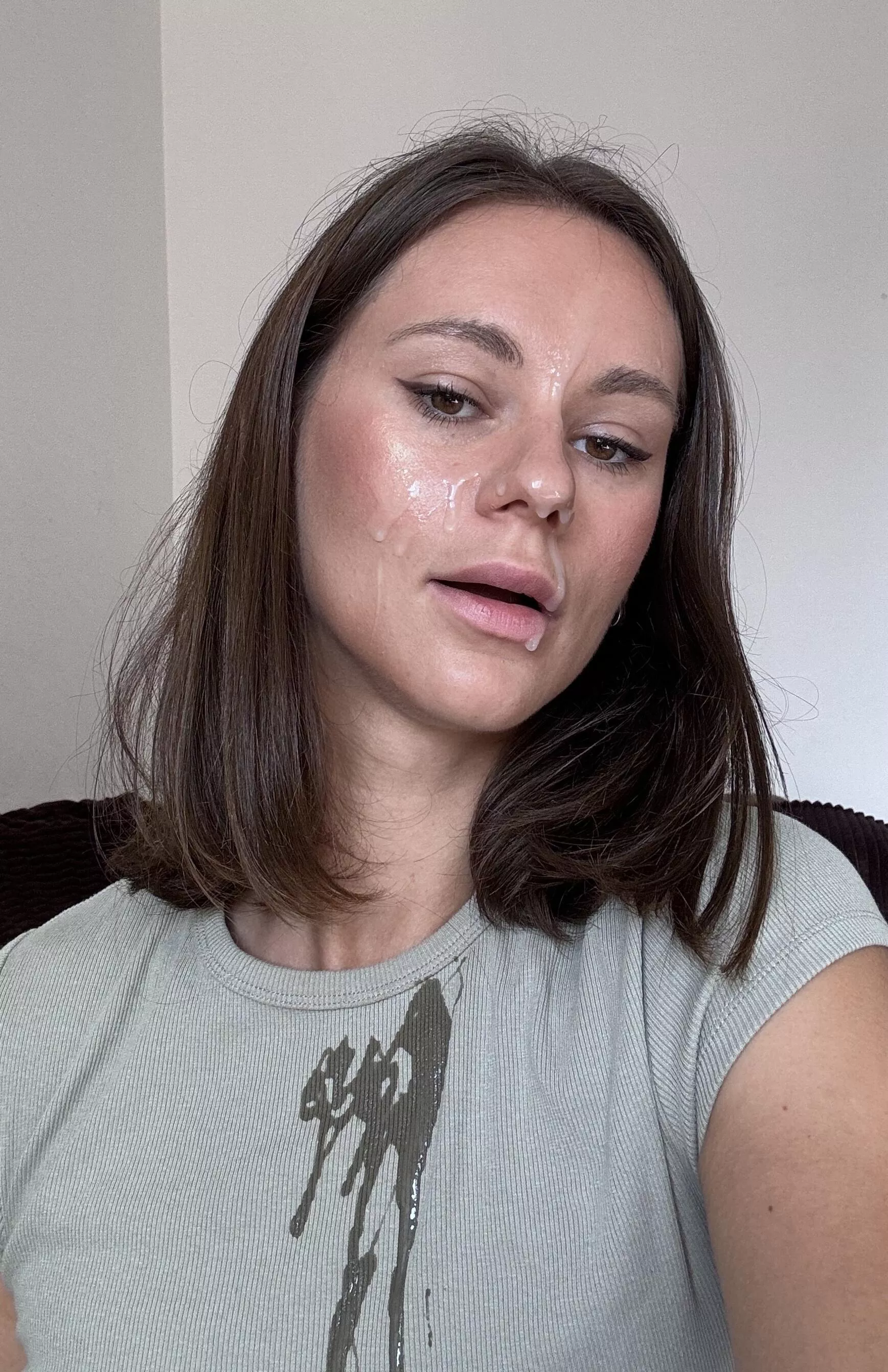 I love when his cum covers my face