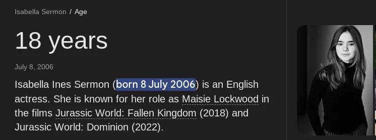 i would like to add that before i posted my last post (witch was taken down) i checked to make sure that i was following the rules and the actress, Isabella sermon is 18 therefor i did not break any rules.