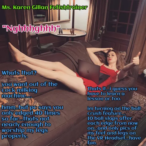 Karen Gillan - She will train you to worship her legs and feet...with edging.