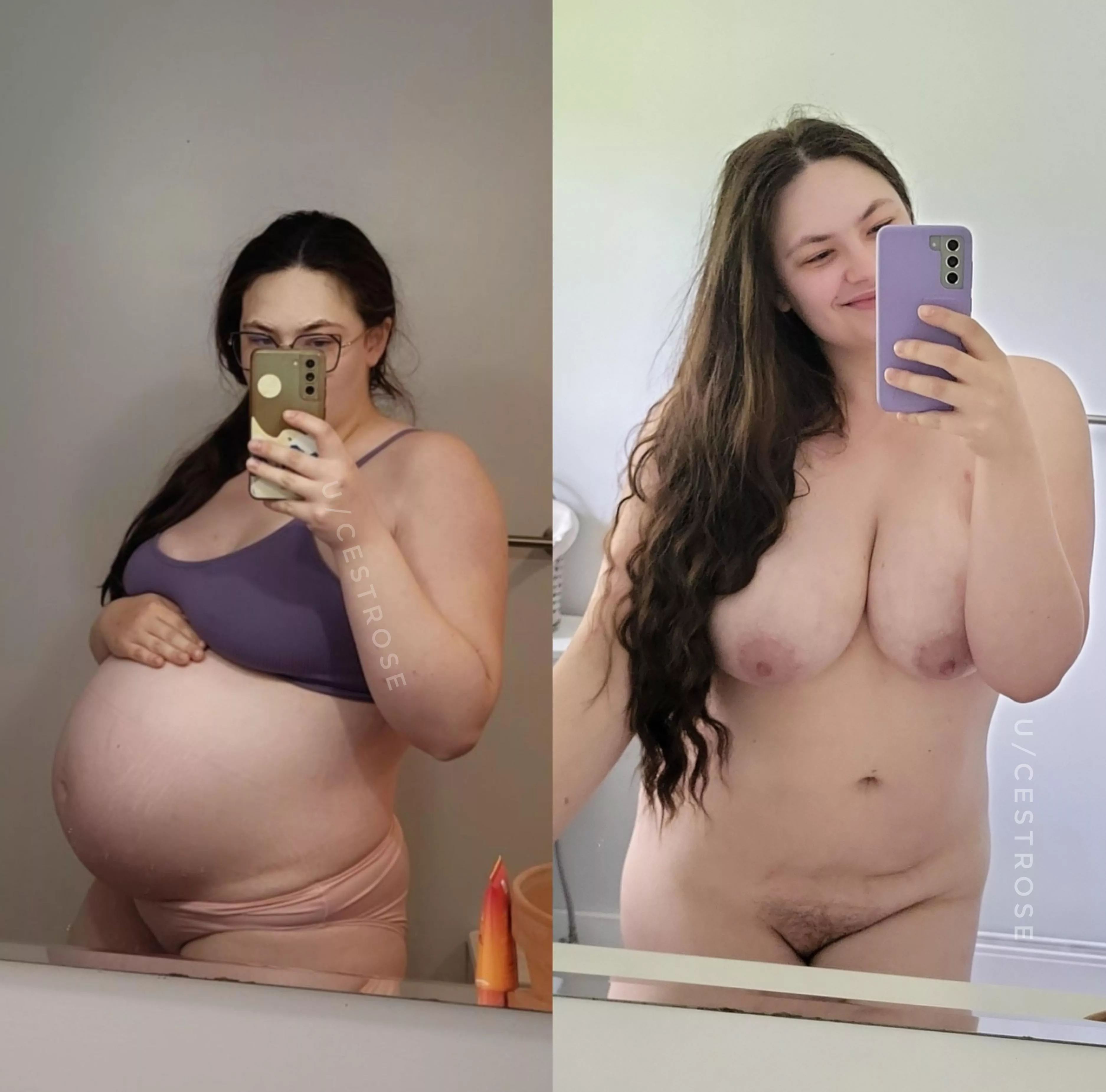 Me pregnant with my 3rd baby a year ago and me today