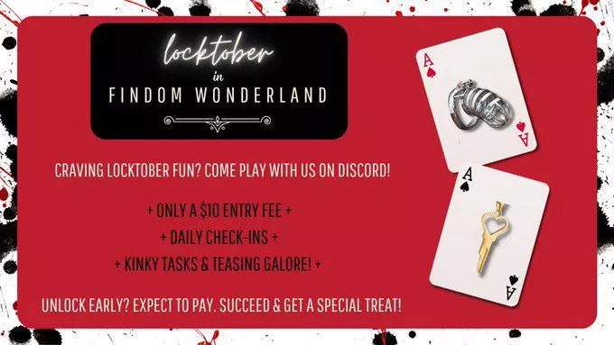 Ready to be locked up and teased all Locktober? 🔐 Join our Discord chastity event! Let’s see how long you last ...