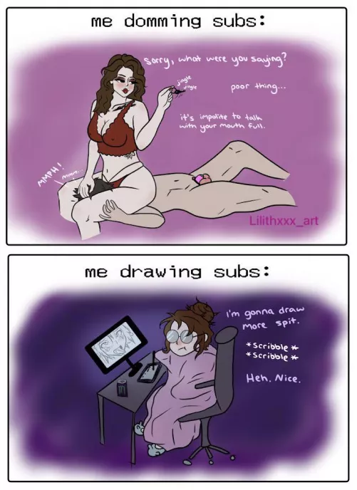 The duality of a femdom NSFW artist