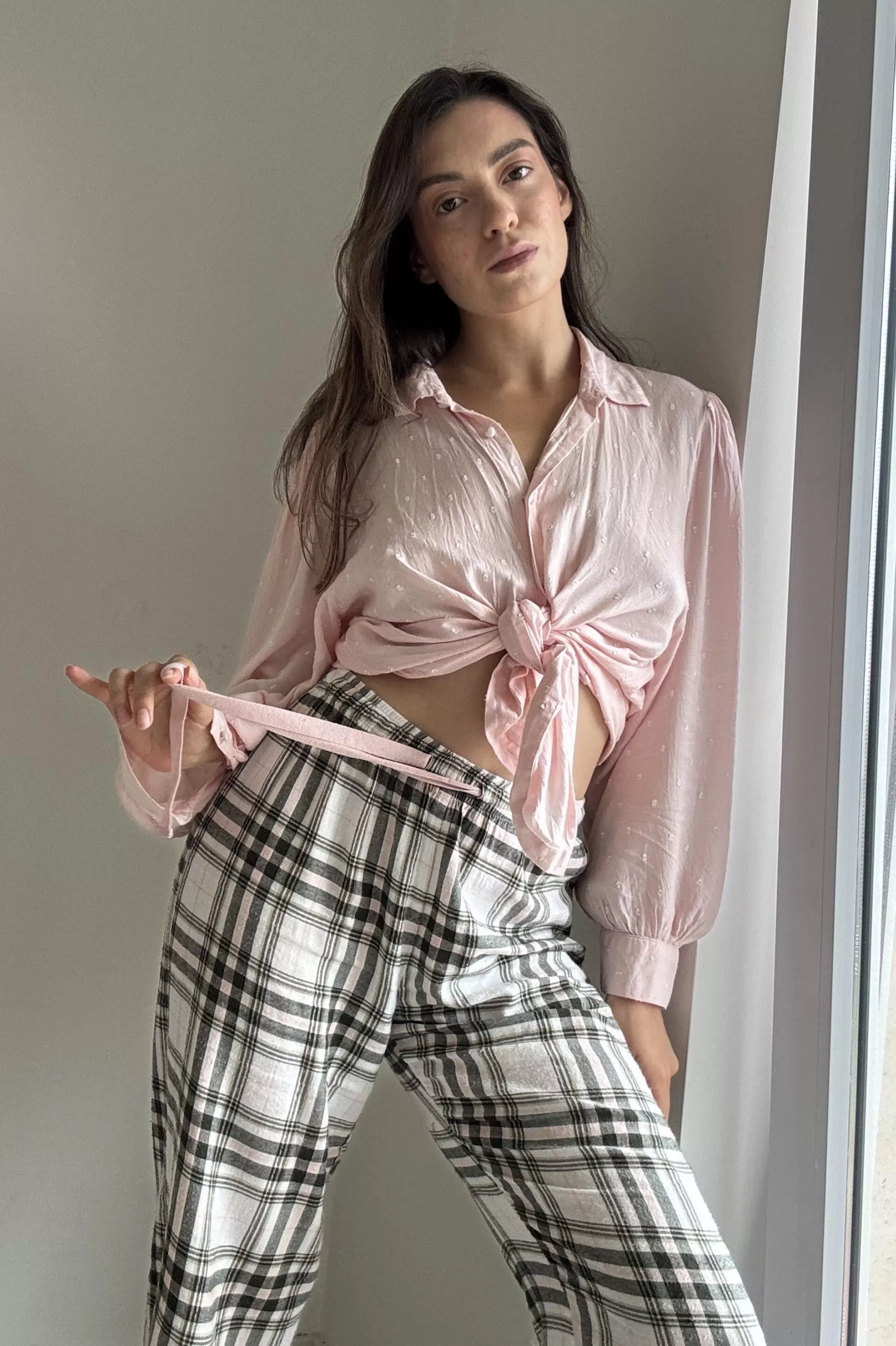 These pants show off my curves perfectly... ready to take off my blouse and show you more