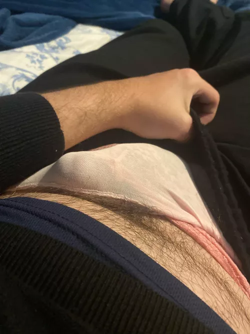 Very hard in the double panties with a pink pair with a bow and a pink thong 