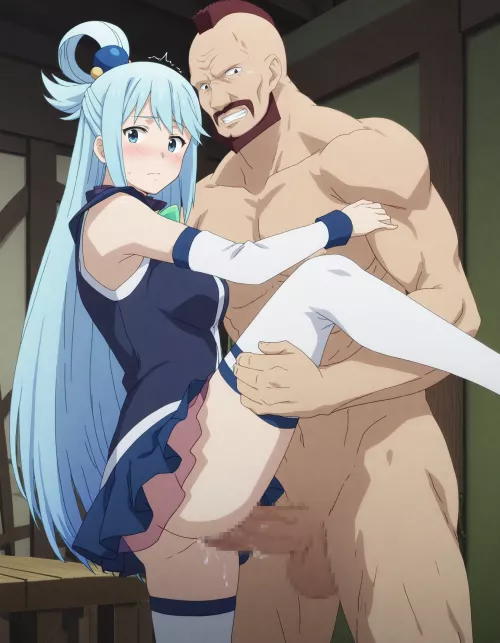 Aqua having segs with that guy of the guild, No Panties = Easy Access