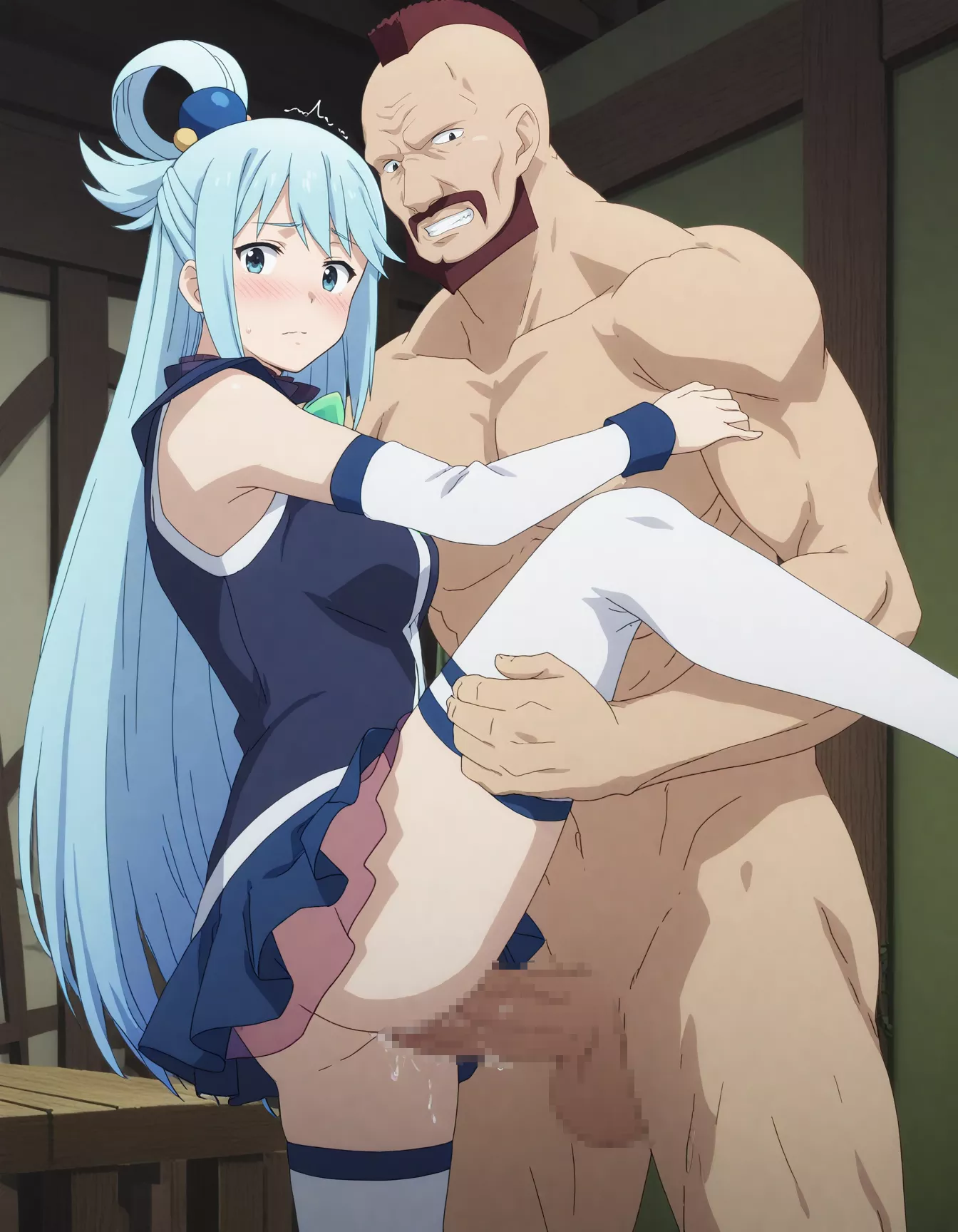 Aqua having segs with that guy of the guild, No Panties = Easy Access