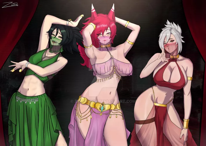 Belly Dancers Akali, Xayah and Riven. (ZelionArt)