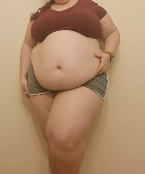 Belly so big and round it hides my shorts!
