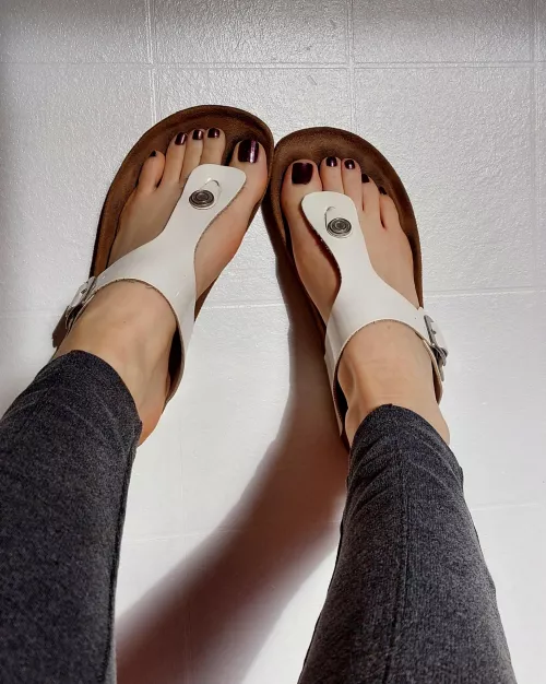 Enjoying the afternoon sun in my white sandals 